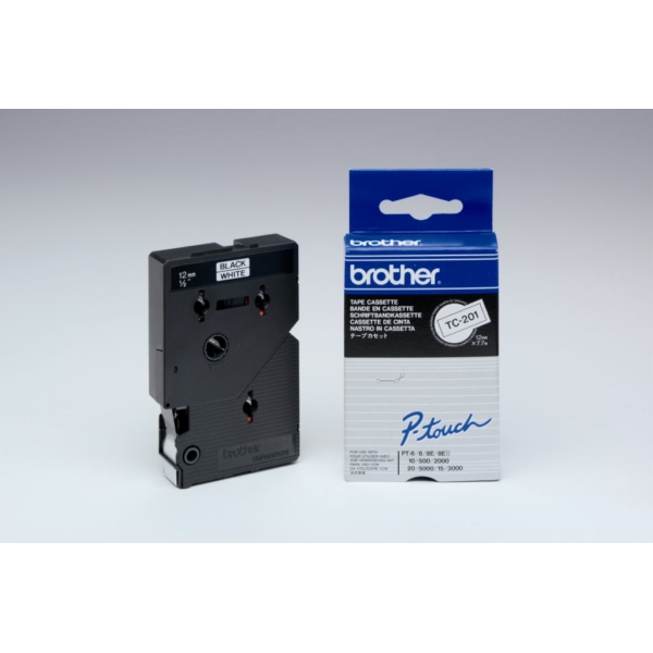 Brother TC-201 P-Touch Farbband Black + White