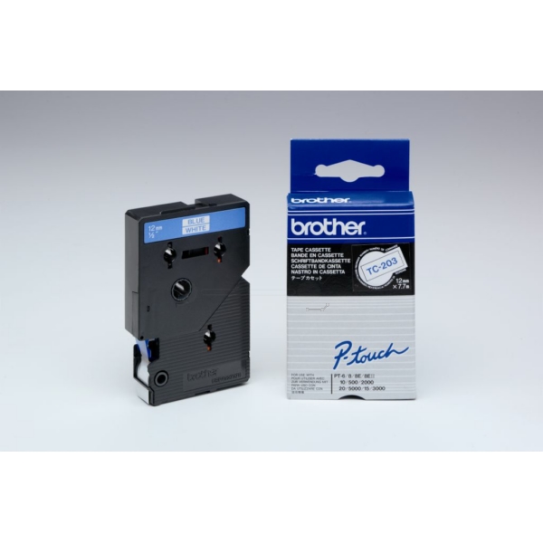Brother TC-203 P-Touch Farbband White + Blue