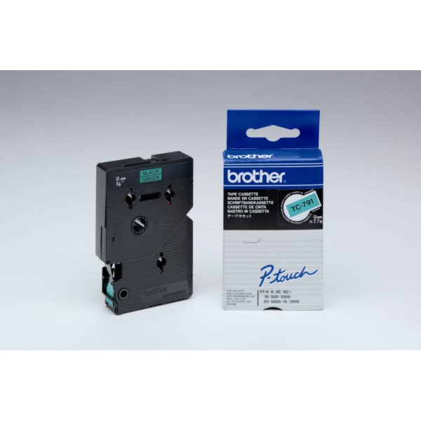 Brother TC-791 P-Touch Farbband Black + Green