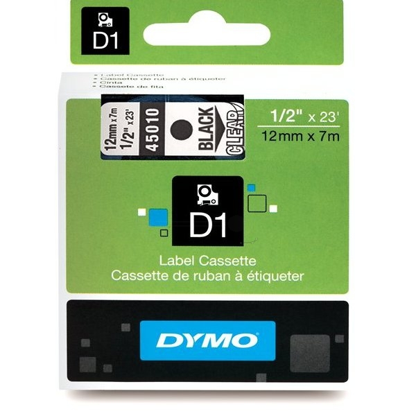 Dymo 45010 S0720500 Etiketten Black + Transparent