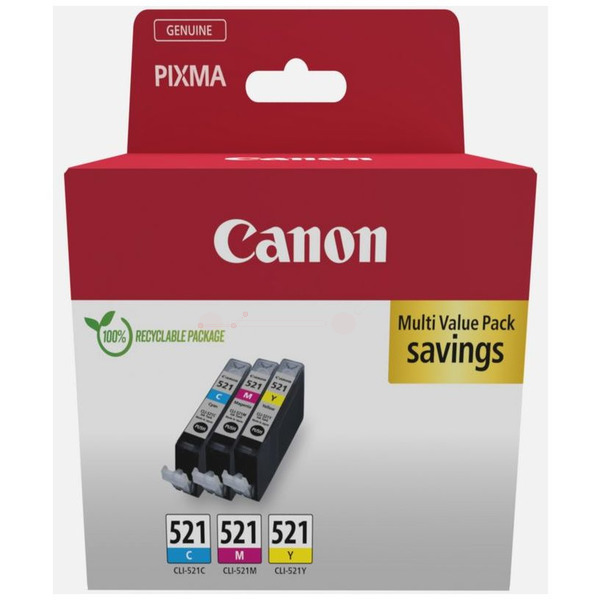 Canon 2934 B 010 CLI-521 Tinte CMY VE 3
