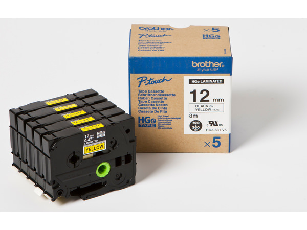 Brother HGE-631V5 P-Touch Farbband Black + Yellow VE 5