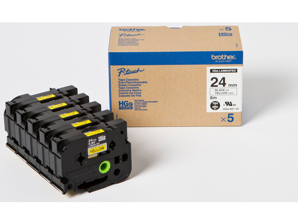Brother HGE-651V5 P-Touch Farbband Black + Yellow VE 5