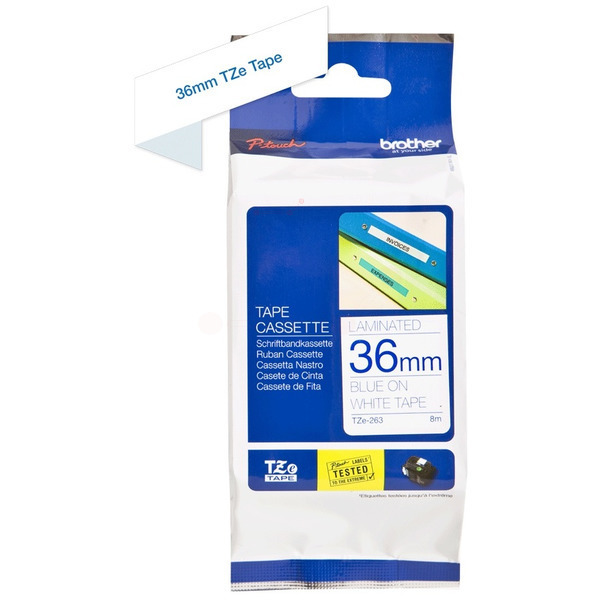 Brother TZE-263 P-Touch Farbband White + Blue