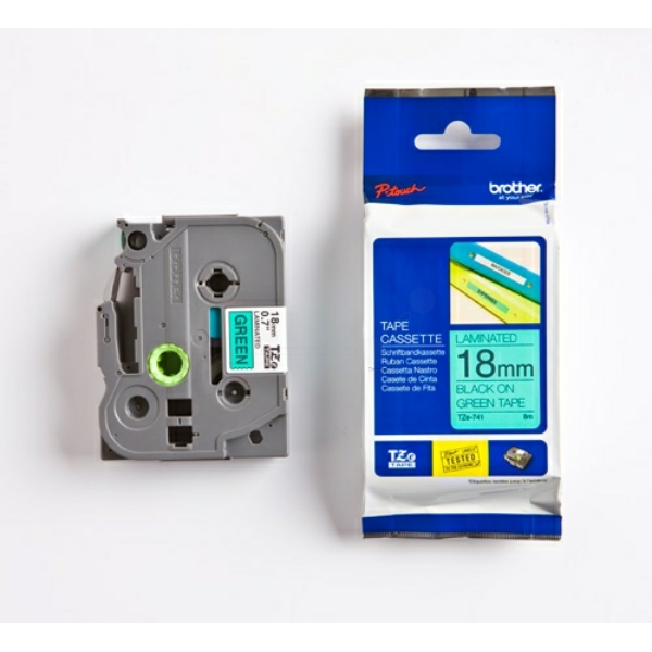 Brother TZE-741 P-Touch Farbband Black + Green
