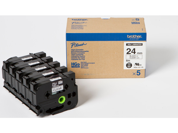 Brother HGE-151V5 P-Touch Farbband Black + Transparent VE 5