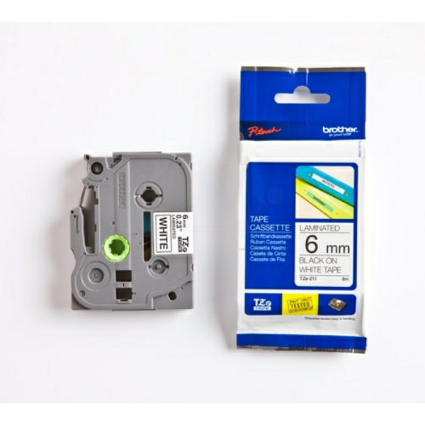 Brother TZE-211 P-Touch Farbband Black + White