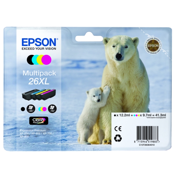 Epson C 13 T 26364010 26XL Tinte CMYK VE 4