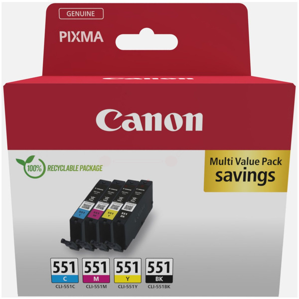 Canon 6509 B 009 CLI-551 Tinte CMYK VE 4