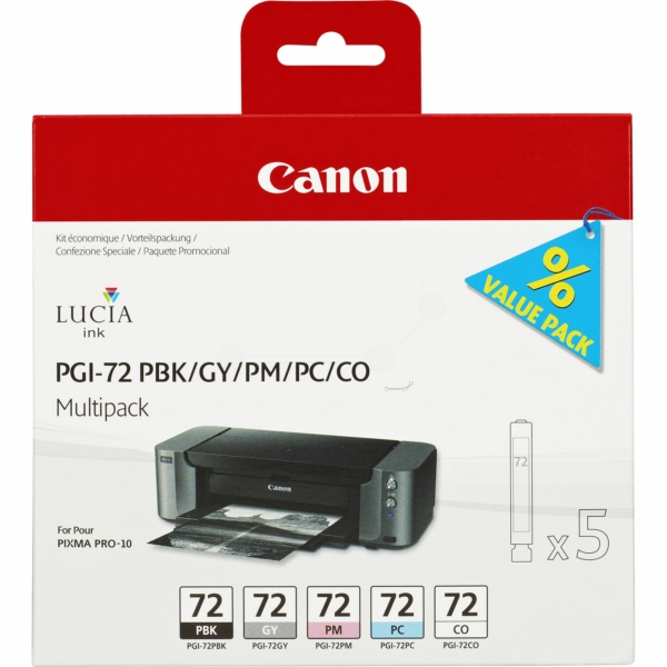 Canon 6403 B 007 PGI-72 Tinte PBk + PC + PM + Gy + Opt VE 5