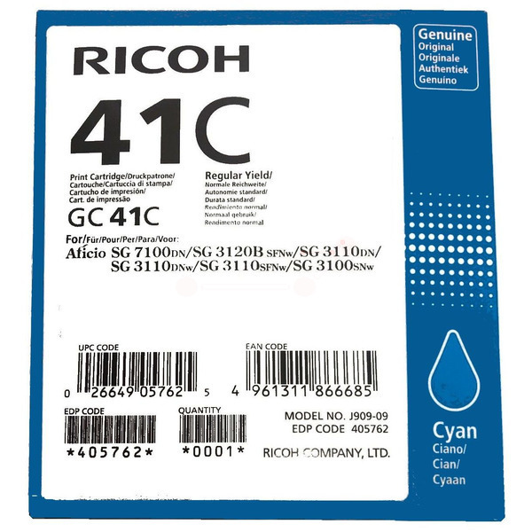Ricoh 405762 GC-41 C Tinte Cyan
