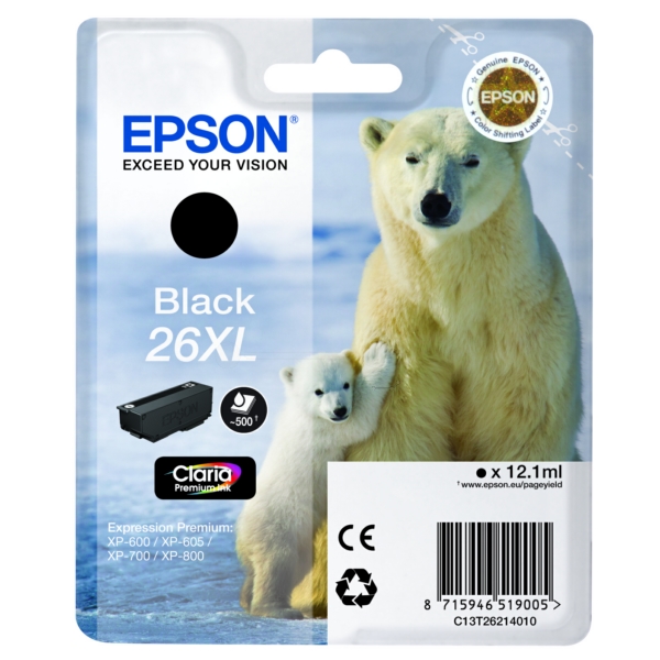 Epson C 13 T 26214010 26XL Tinte Black