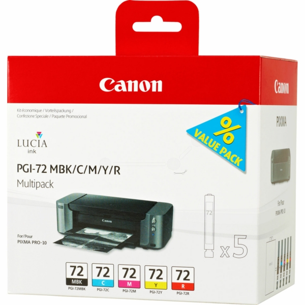 Canon 6402 B 009 PGI-72 Tinte CMY + MBk + R VE 5