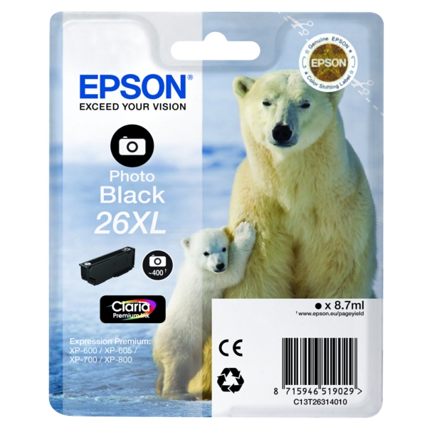 Epson C 13 T 26314010 26XL Tinte Photo Black