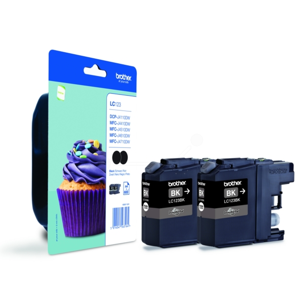 Brother LC-123 BK BP2 Tinte Black VE 2
