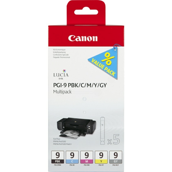 Canon 1034 B 013 PGI-9 Tinte CMY + PBk + Gy VE 5