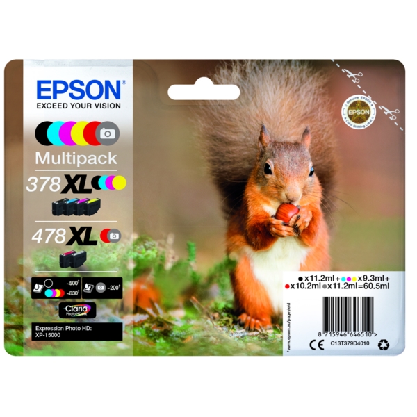 Epson C 13 T 379D4010 378XL/478XL Tinte CMYK + Gy + R VE 6