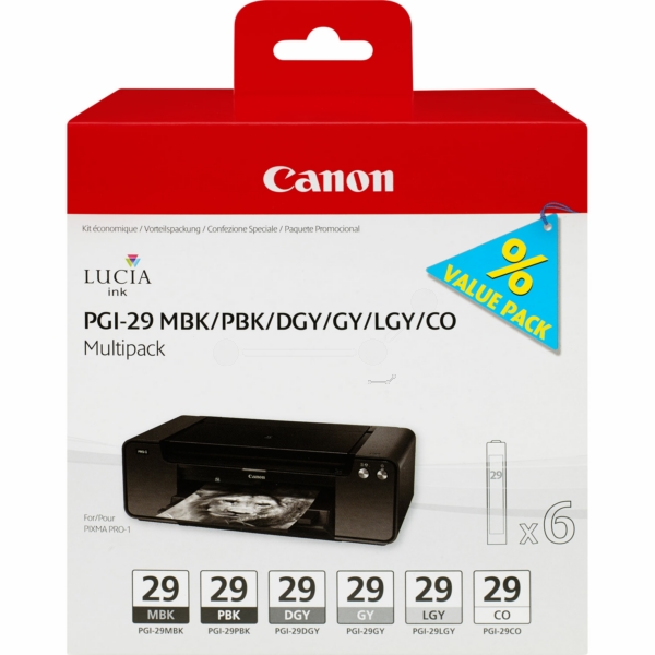 Canon 4868 B 018 PGI-29 Tinte PBk + PGy + MBk + Gy + DkGy + Opt VE 6