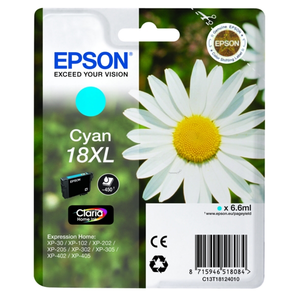 Epson C 13 T 18124012 18XL Tinte Cyan