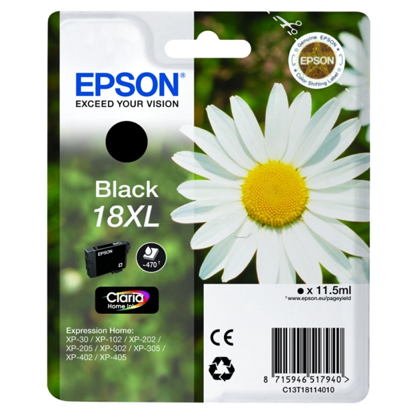 Epson C 13 T 18114012 18XL Tinte Black