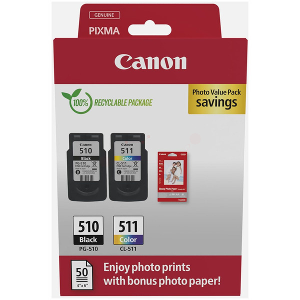 Canon 2970 B 017 PG-510+CL-511 Tinte Black + Color VE 2