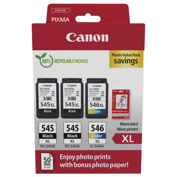 Canon 8286 B 015 PG-545XL+CL-546XL Tinte Black + Color VE 3