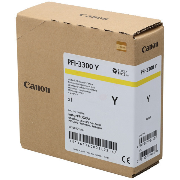 Canon 6436 C 001 PFI-3300 Y Tinte Yellow