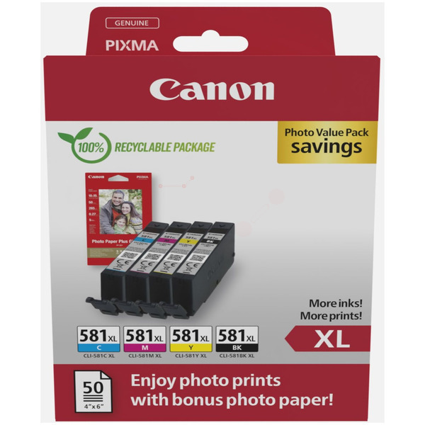 Canon 2052 C 006 CLI-581 XL Tinte CMYK VE 4