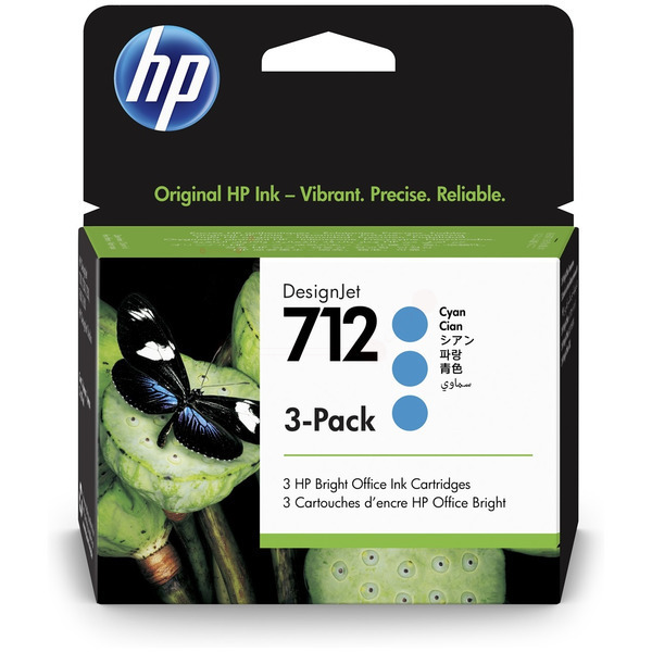 HP 3ED77A 712 Tinte Cyan VE 3