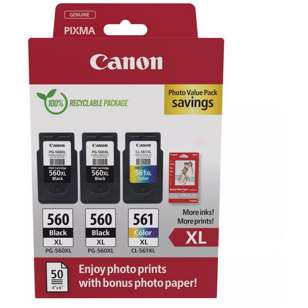 Canon 3712 C 012 PG-560XL+CL-561XL Tinte Black + Color VE 3