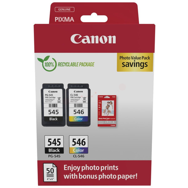 Canon 8287 B 008 PG-545+CL-546 Tinte Black + Color VE 2