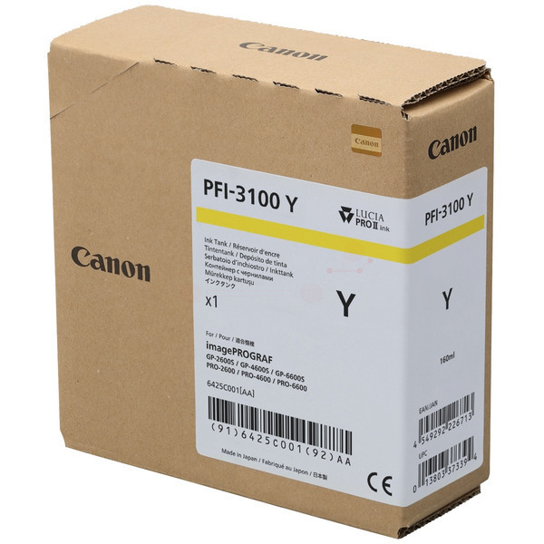 Canon 6425 C 001 PFI-3100 Y Tinte Yellow