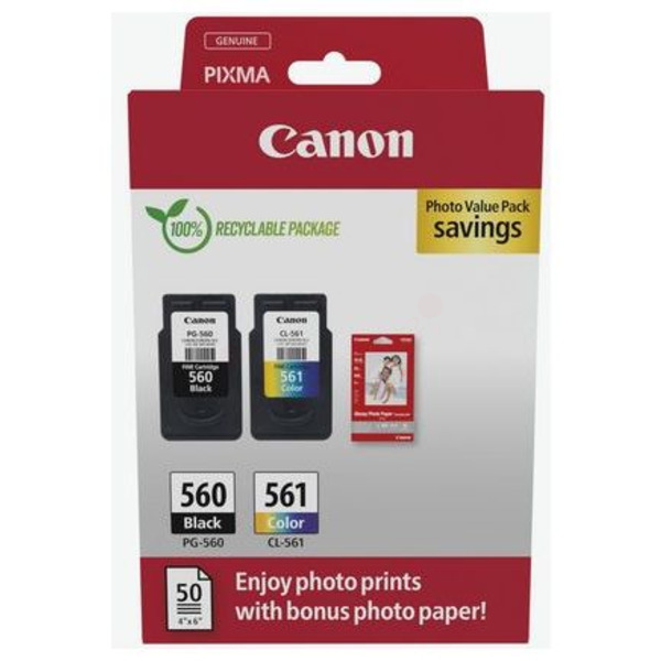 Canon 3713 C 008 PG-560+CL-561 Tinte Black + Color VE 2