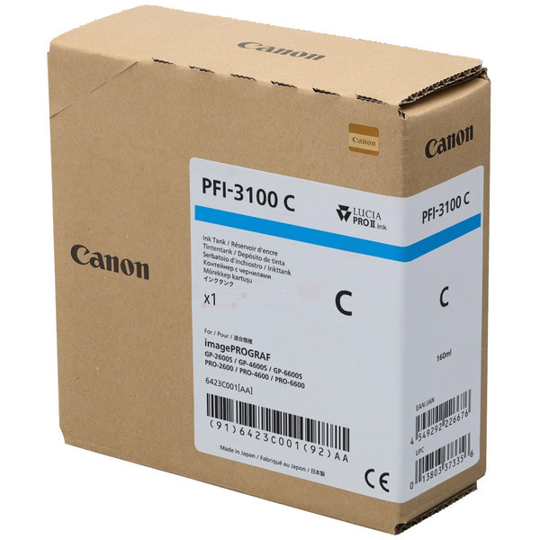 Canon 6423 C 001 PFI-3100 C Tinte Cyan