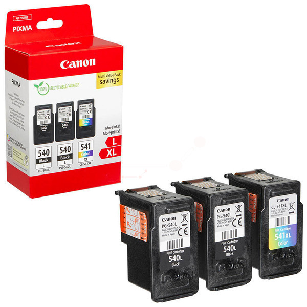 Canon 5224 B 017 PG-540L+CL-541XL Tinte Black + Color VE 3