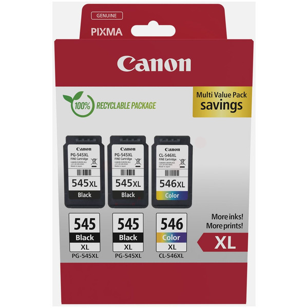 Canon 8286 B 010 PG-545XL+CL-546XL Tinte Black + Color VE 3