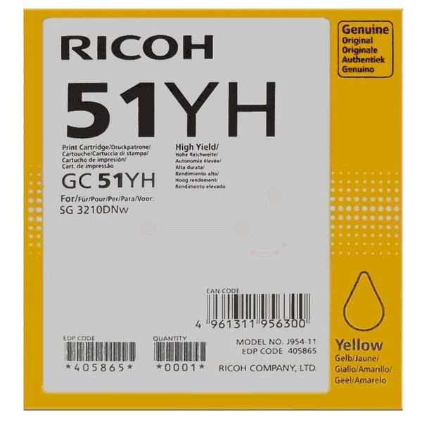 Ricoh 405865 GC-51 YH Tinte Yellow