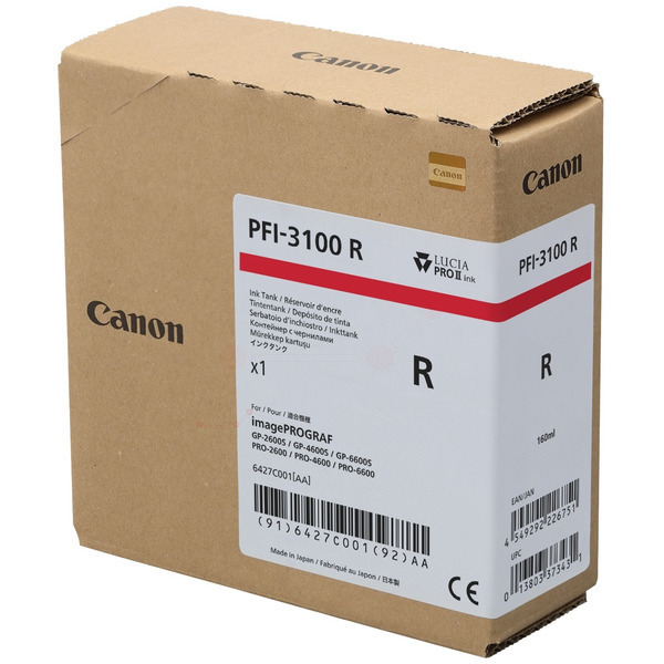 Canon 6427 C 001 PFI-3100 R Tinte Red