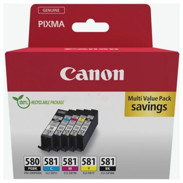 Canon 2078 C 007 PGI-580 CLI-581 Tinte CMYK VE 5