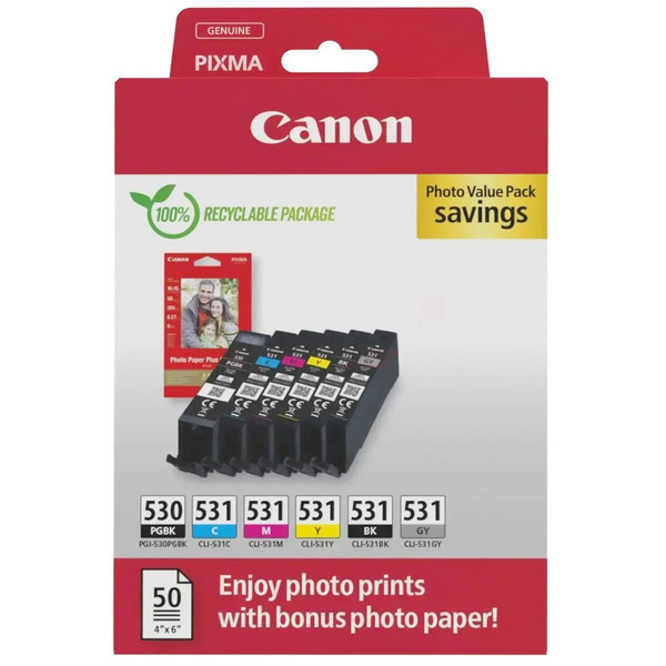 Canon 6117 C 004 PGI-530/CLI531 Tinte CMYK + Gy VE 6