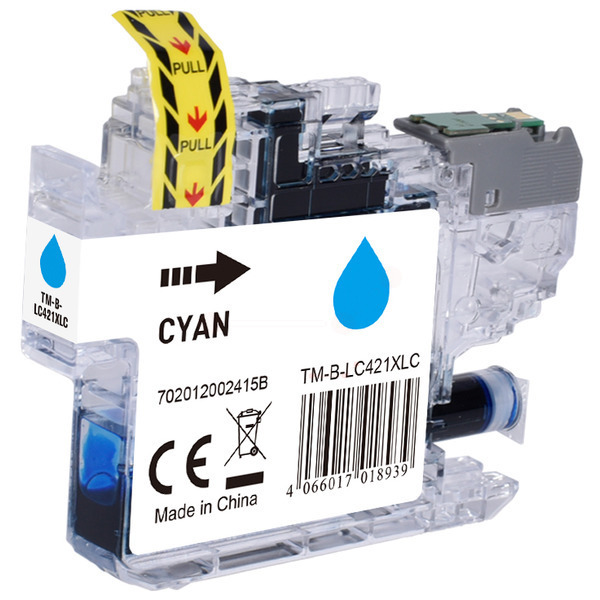 Premium Tinte Kompatibel zu BROTHER LC-421XLC Cyan