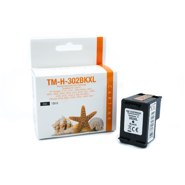 Premium Tinte Kompatibel zu HP 302XL, F6U68AE Black