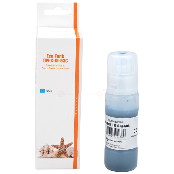 Premium Tinte Kompatibel zu CANON 4673C001, GI-53C Cyan