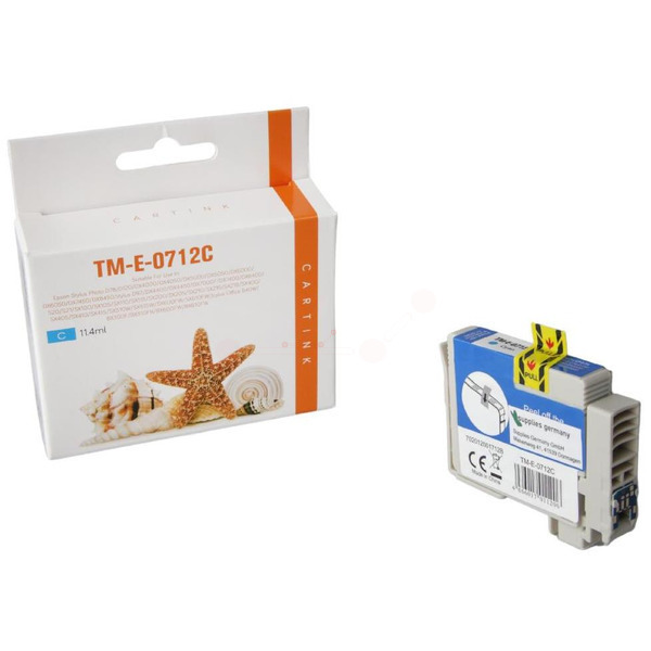 Premium Tinte Kompatibel zu EPSON C13T07124011, T0712 Cyan