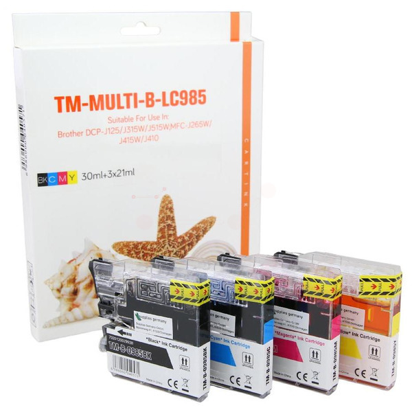 Premium Tinte Kompatibel zu BROTHER LC-1100VALBP, LC-985VALBP CMYK VE 4