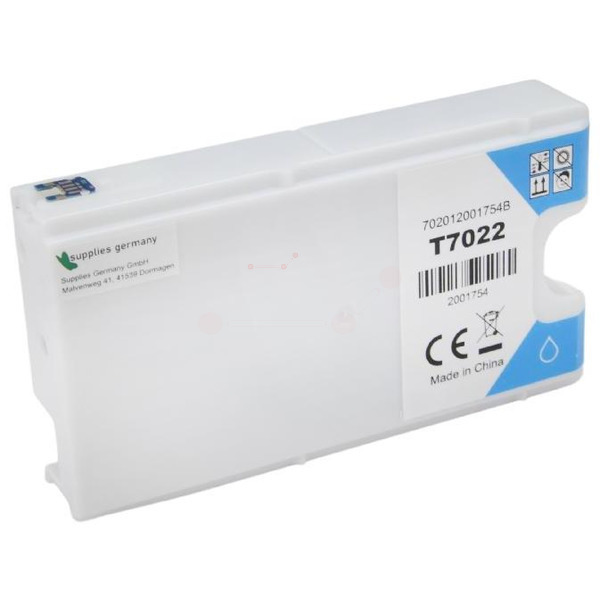 Premium Tinte Kompatibel zu EPSON C13T70324010, T7022 Cyan