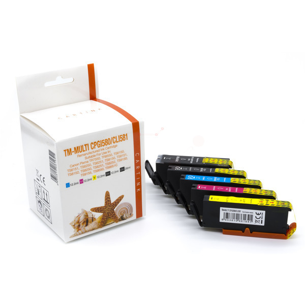 Premium Tinte Kompatibel zu CANON 2078C007, PGI-580, CLI-581 CMYK VE 5