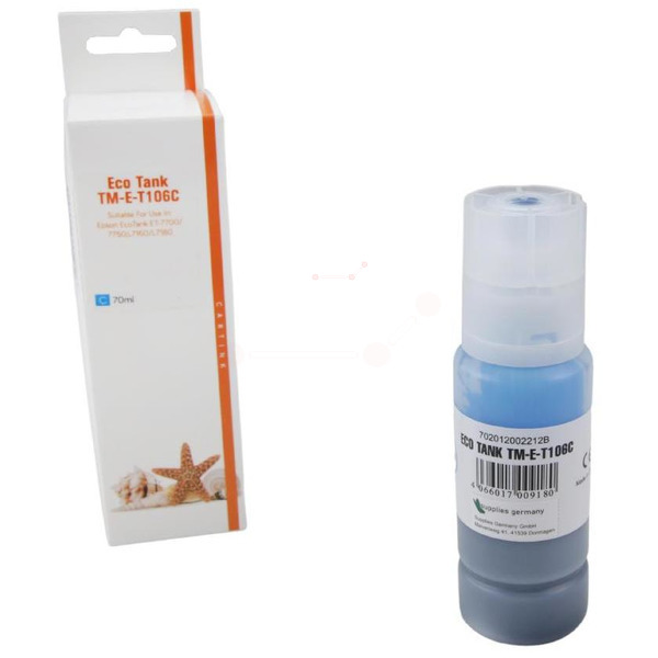 Premium Tinte Kompatibel zu EPSON 106, C13T00R240 Cyan