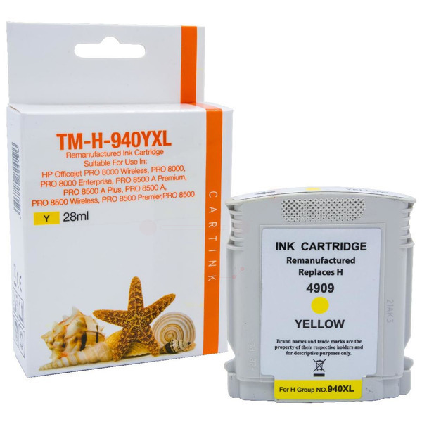 Premium Tinte Kompatibel zu HP 940XL, C4909AE Yellow