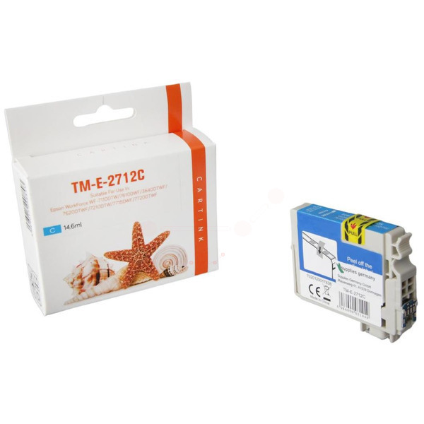 Premium Tinte Kompatibel zu EPSON 27XL, C13T27124010 Cyan XL